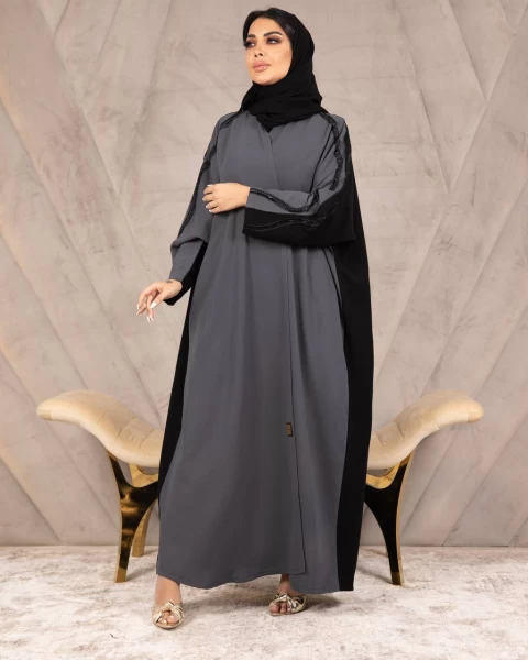 Crepe Abaya in two colors black and gray IB181